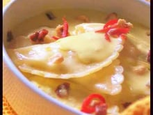 Pasta ricotta-asiago à la crème de poivron jaune