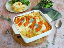 Lasagnes de tortillas au potimarron rôti et Saint-nectaire