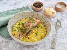 Risotto au safran et saumon à la vapeur