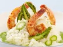 Risotto aux gambas et aux asperges vertes