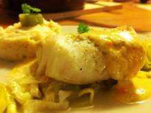 Cœur de cabillaud et fondue de poireaux