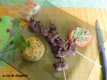 Brochettes de bœuf marinees au vin rouge