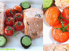 Papillotes de saumon aux champignons farcis tomates confites