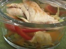 Wok de légumes au poulet en cocotte