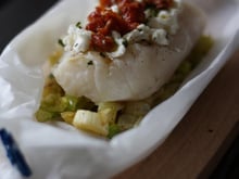Papillotes de cabillaud aux poireaux et au Carré Frais