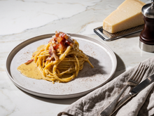Les véritable pâtes Carbonara (sans crème) du Chef Diego Accettulli