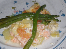 Gratin au deux saumons et au bleu