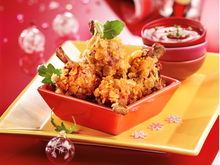 CoQ'Ailes Nature panés à l'anglaise, accompagnés d'une sauce ketchup maison