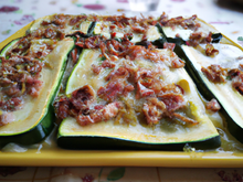 Lasagnes de courgettes et petits lardons