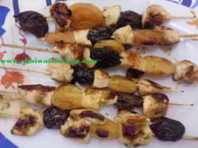 Brochettes de poulets aux fruits secs