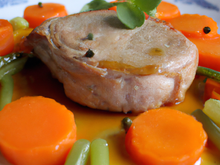 Filet mignon de porc aux carottes et poireaux