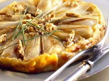 Tarte tatin aux poireaux et aux noix