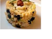 Avoinotto aux courgettes, chèvre et noisettes