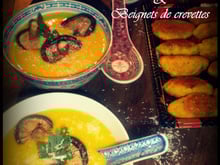 Velouté de potiron aux saveurs d'Asie et beignets de crevettes