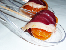 Cuillères apéritive au foie gras et à l'abricot enrobé de magret