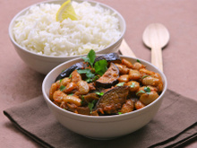 Haricots Tarbais à l'indienne aux aubergines et riz Basmati au citron par Silvia Santucci
