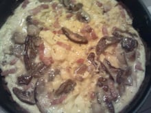 Omelette aux cèpes et ses lardons