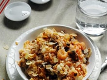 Risotto au ketchup et aux fruits de mer