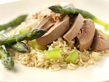 Pigeonneaux au riz complet Basmati et asperges (basmati complet)