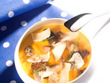 Velouté de courge Butternut, morilles et Chavignol