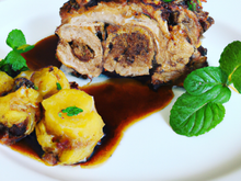 Rôti de porc à la moutarde et au vin