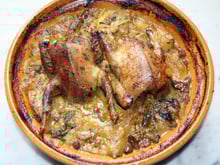 Tajine de pigeon et courgette ronde