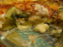 Gratin de ravioles du Royans aux courgettes et saumon fumé