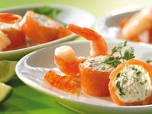 Scampis et saumon farci au crabe et Philadelphia