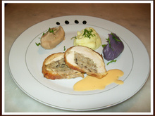 Rôti de dindonneau farci et ses 3 purées