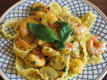 Tagliatelle aux crevettes et champignons