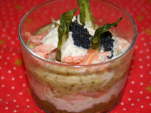 Verrines saumon-asperges et courgettes