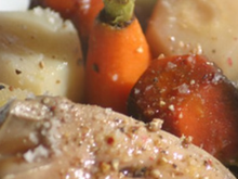 Pot au feu de foie gras de canard des Landes aux légumes racine