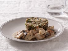 Blanquette de veau aux Champignons de Paris à la crème fraiche, Trompettes de la mort, Morilles et riz aux herbes fraîches