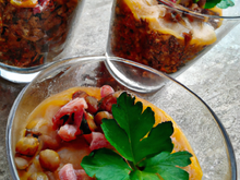 Verrines de lentilles et lardons
