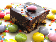 Carrés de chocolat et de smarties