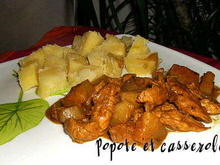 Escalopes de dinde à l'ananas, lait de coco, curry jaune et gingembre