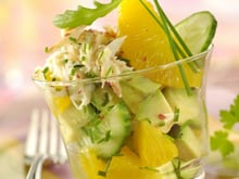 Verrine de crabe et d'agrumes méli mélo