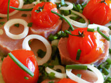 Pêches au thon tomate ciboulette
