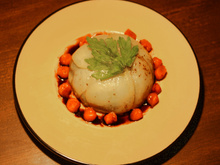 Charlotte de pomme de terre aux escargots er aux cèpes