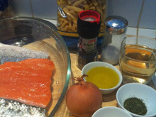 Queue de saumon de Norvège et Casareccia aux tomates