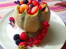 Melon aux fruits rouges, sirop léger aux cranberries et à l'hibiscus