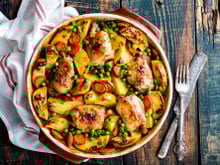 Poulet aux pommes de terre et carottes rôties et petits pois, cocotte de légumes primeurs, nuggets de chou-fleur… Votre menu healthy de la semaine du 9 au 13 mai par 750green