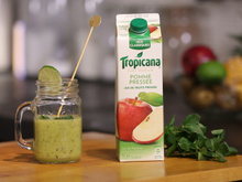 Jus de pomme pressée Tropicana, kiwis, ananas, citron vert, menthe