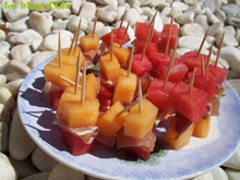 Brochettes pastèque melon jambon