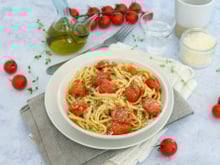 Linguine aux tomates cerises confites, origan et pecorino