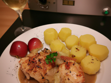 Chapon aux pommes et au champagne