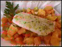 Papillote de cabillaud, gingembre, agrumes et patates douces