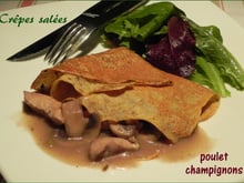 Crêpes à la farine de pois chiches, au poulet et aux champignons