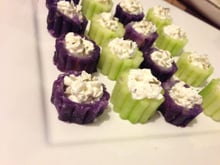 Cottage cheese en vert et violet