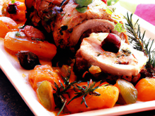 Rôti de veau aux pêches